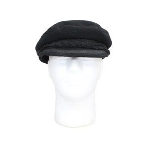 Vintage Black Braided Lined Sailor Greek Fisherman’s Cap Woolen Cap Hat